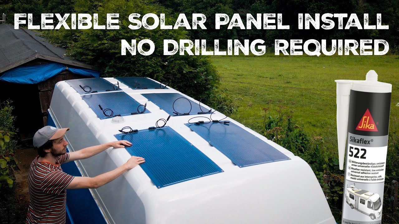 flexible solar panel mounted on RV roof