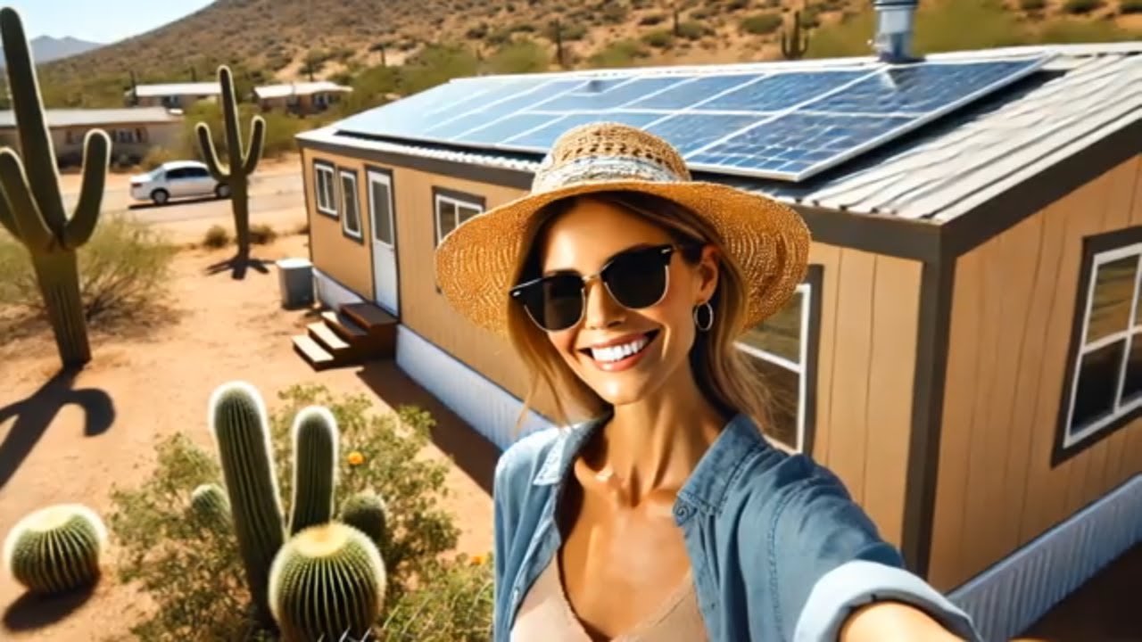 ground mounted solar array near manufactured home