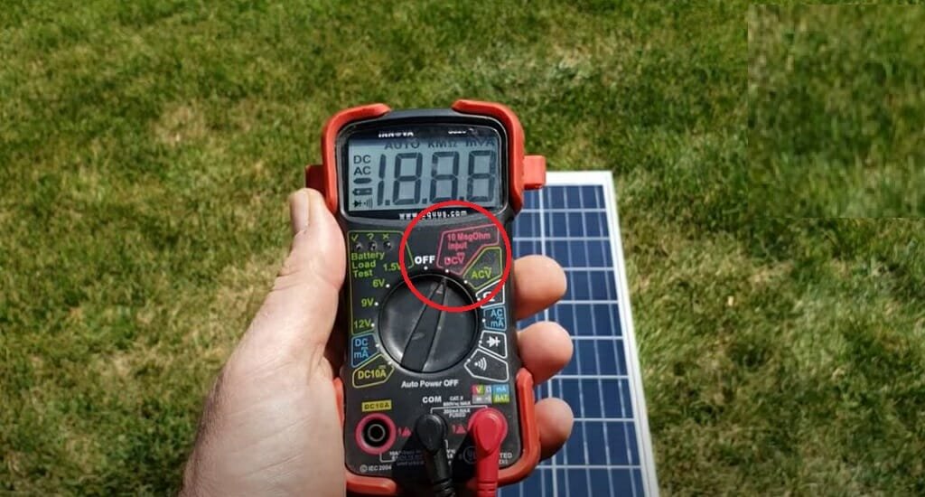 multimeter testing solar panel
