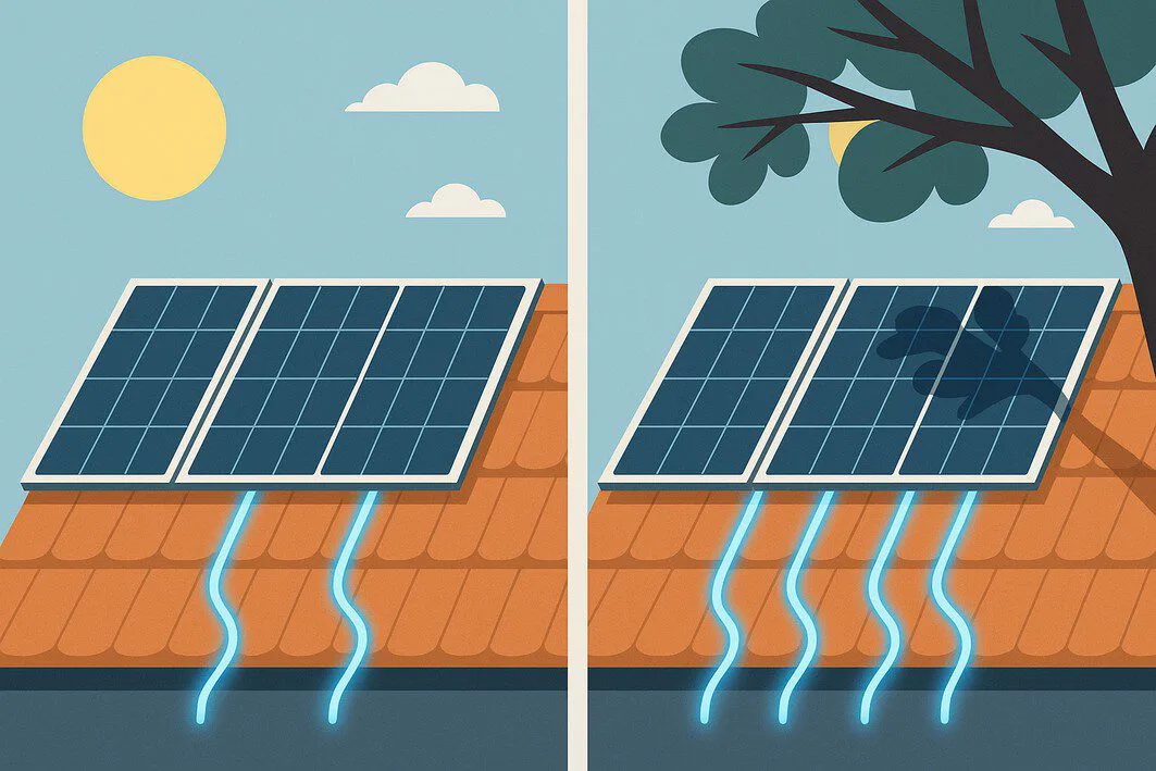 shaded solar panel