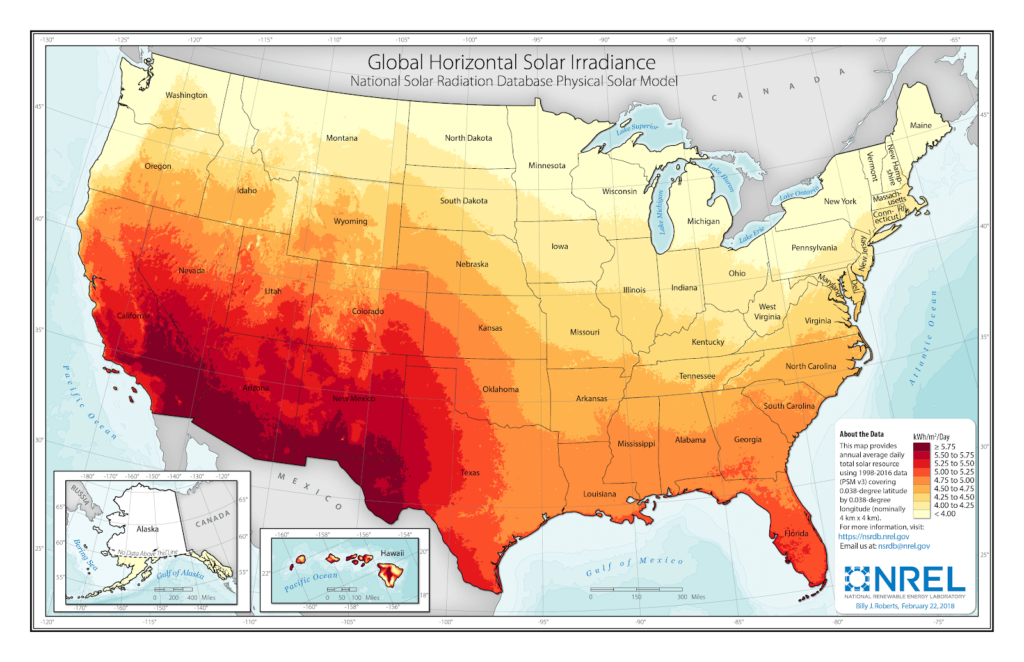 solar energy map by state