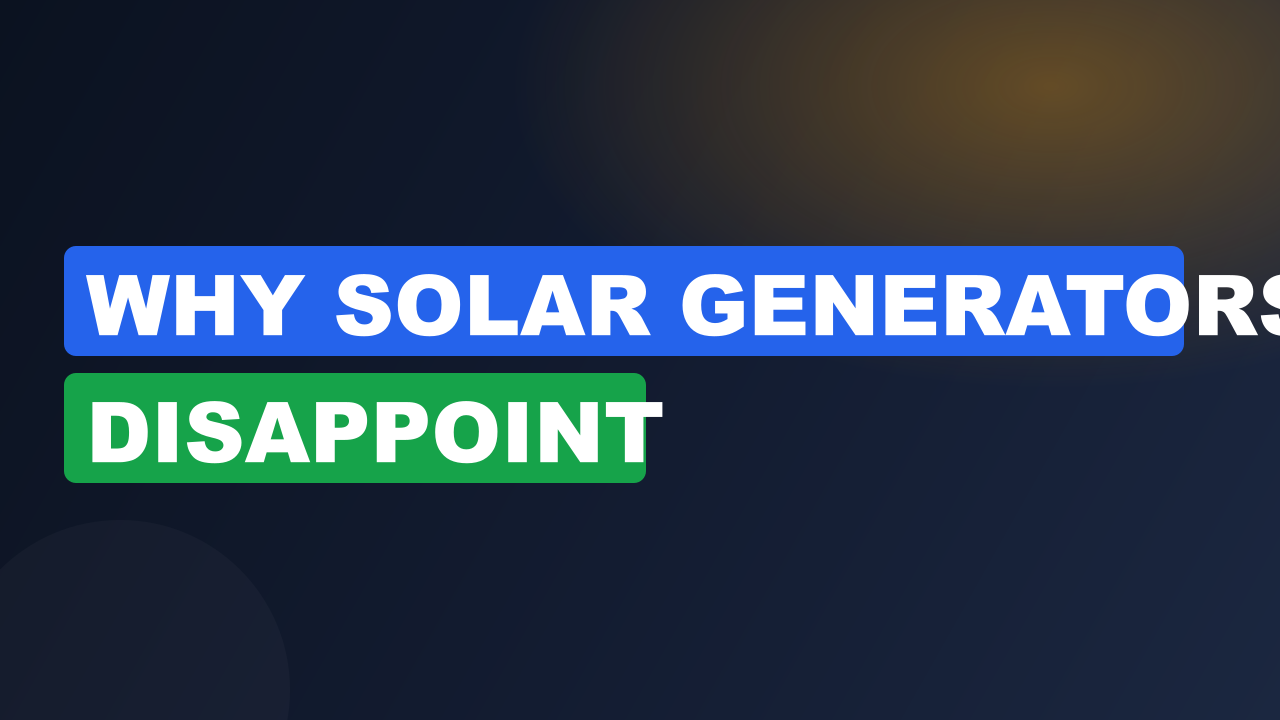 Why Solar Generators Disappoint